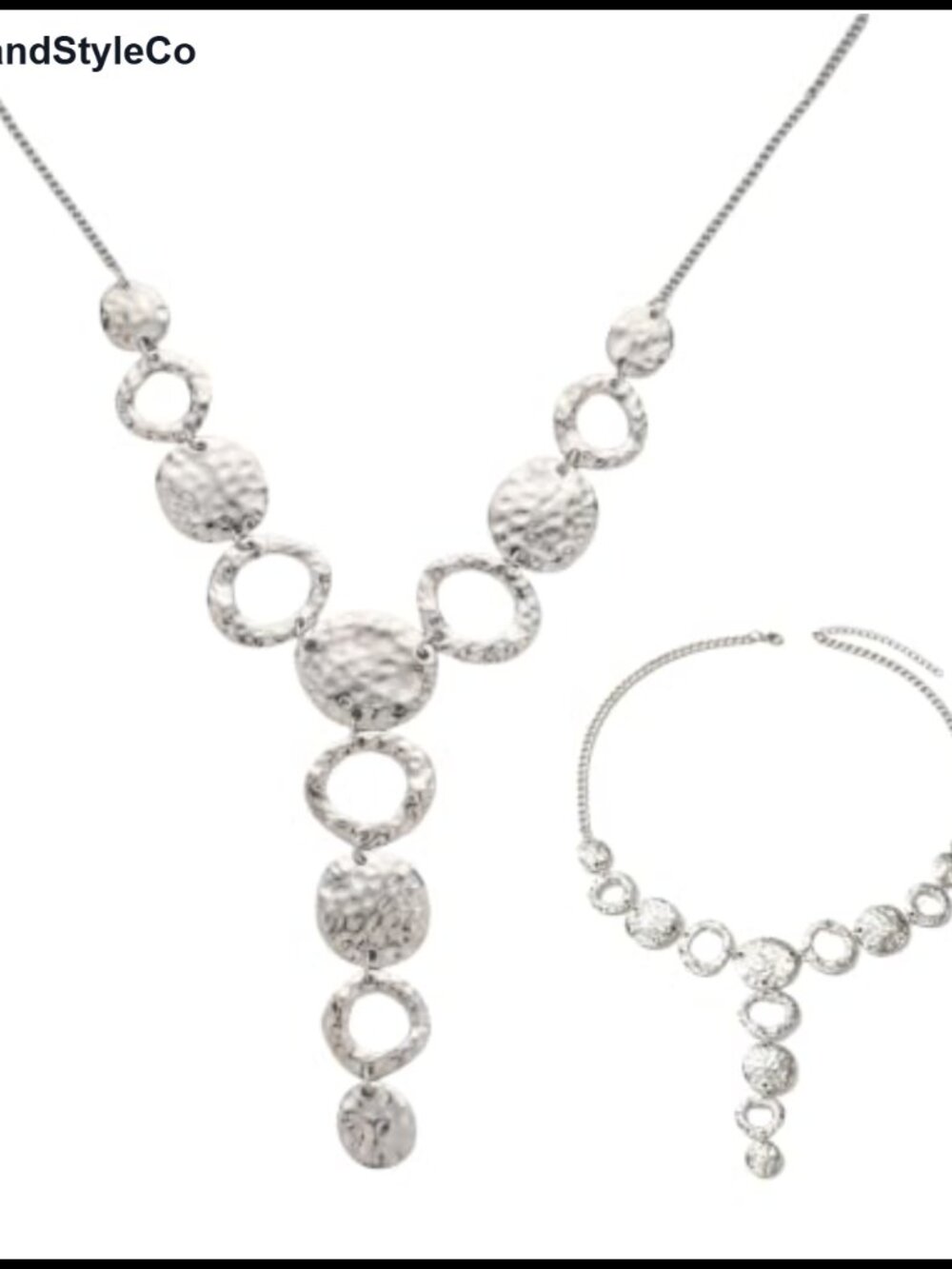 Geometric Hammered Link Chain Y Necklace for Women Statement Jewelry